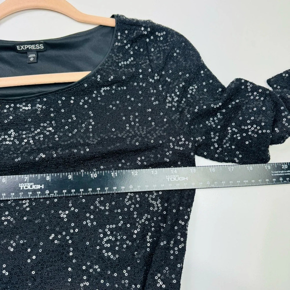 Express Long Sleeve Sequin Mini Dress with‎ Removable Satin Sash Size XS - Picture 10 of 11